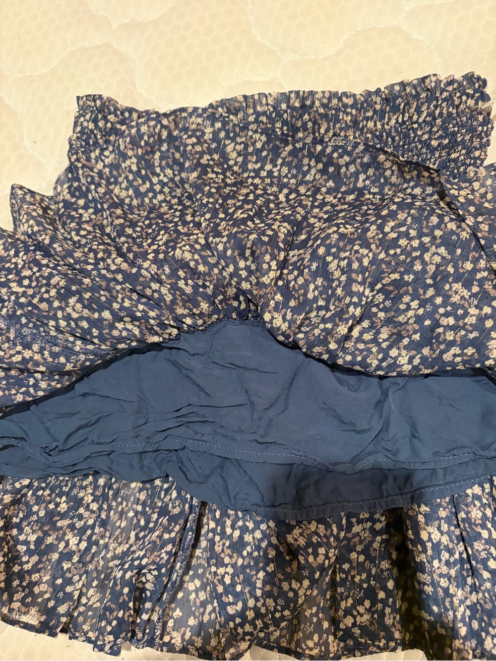 The Reset Blue Floral Smocked Tiered Mini Skirt - Picture 3 of 8
